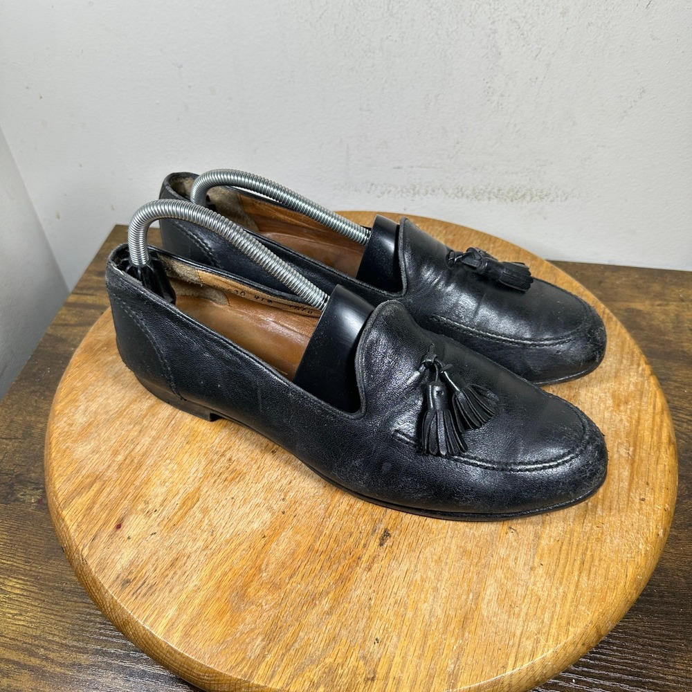 Salvatore Ferragamo Studio Mens Black Leather Tassel Loafers 9.5 D 03530 412